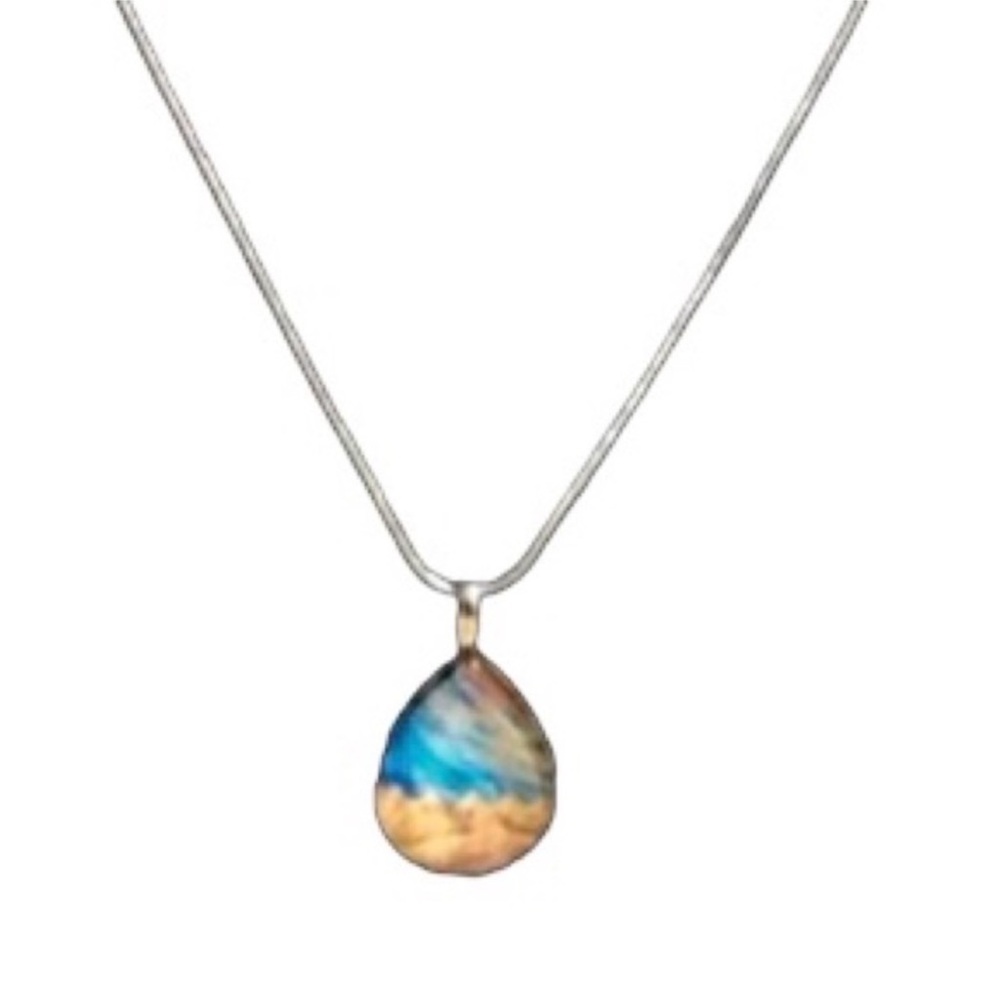 UNBRANDED Mountain Range and Sky TEARDROP Shape PENDANT Statement Necklace #1